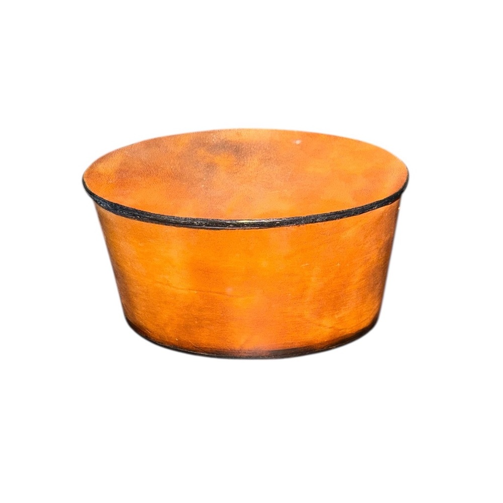 Vintage Oval Leather Box With Lid